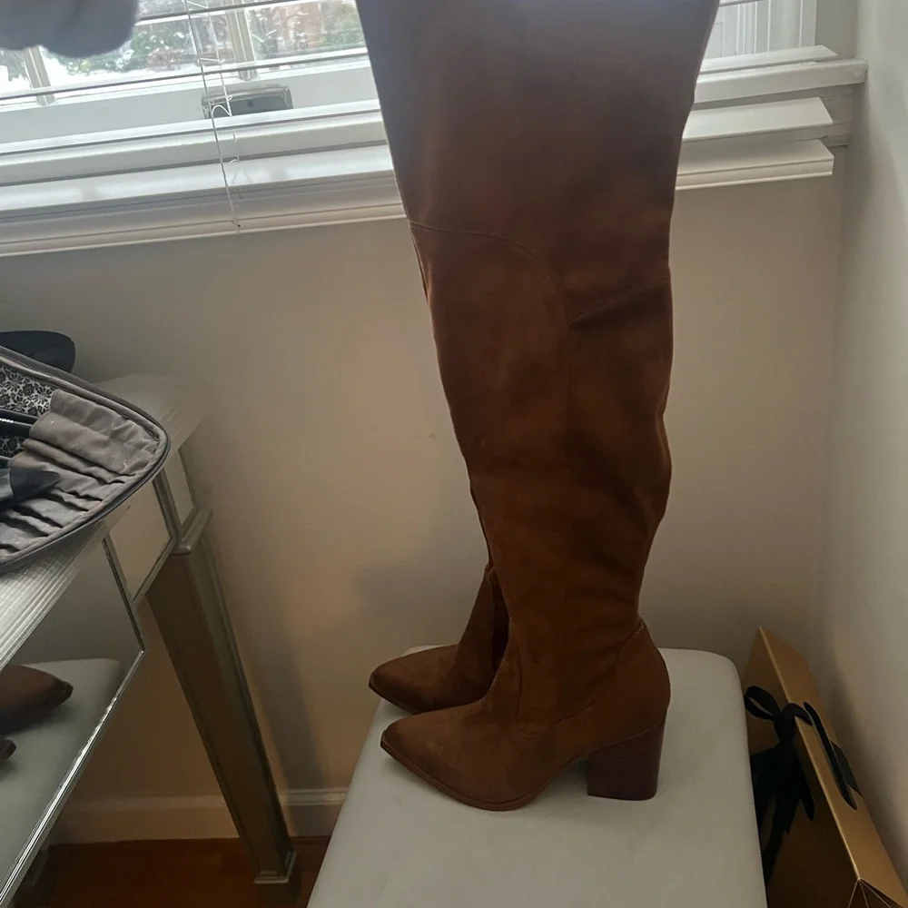 MARC FISHER FAUX SUEDE OVER THE KNEE BOOTS
